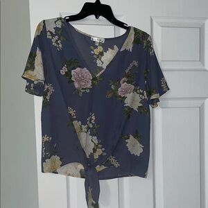Nine Britton Floral Tie-Front Blouse